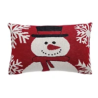 Hello Honey® Snowman & Snowflakes Cotton Knit Chenille Pillow