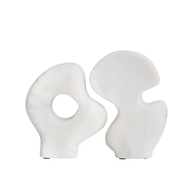 Hello Honey® 6.5" White Decorative Abstract Marble Sculptures Set