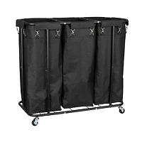 Household Essentials 34" Long Black 3-Bag Rolling Laundry Sorter