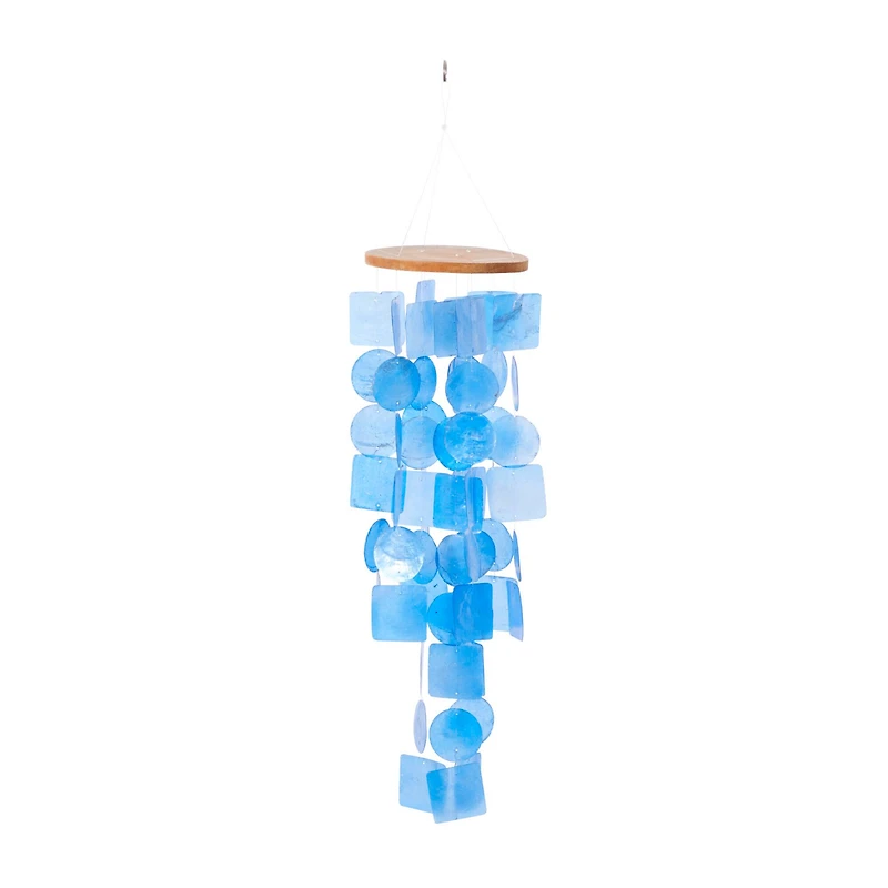 Blue Capiz shell Coastal Windchime, 26", 6"