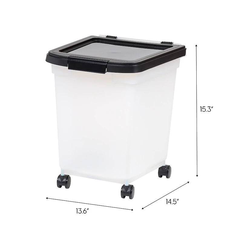 Clear & Black 32.5qt. Pet Food Container With Sealed Top