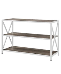 Walker Edison Gray Wash X-Frame Industrial Wood Bookshelf