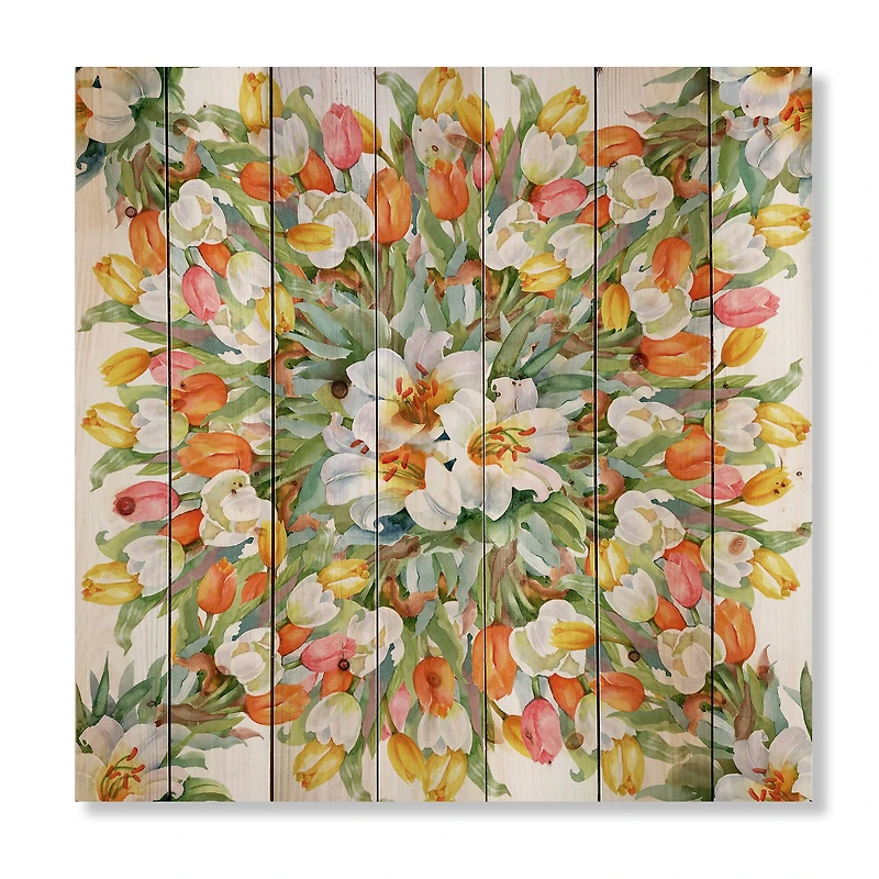 Designart - Blooming White and Orange Tulips II