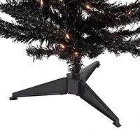 4ft. Pre-Lit Black Tinsel Artificial Christmas Tree, Clear Lights
