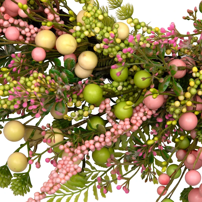 25" Pastel Berries & Olives Artificial Spring Wreath