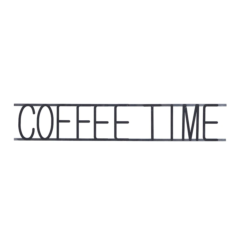 46" Black Coffee Time Iron Wall Sign
