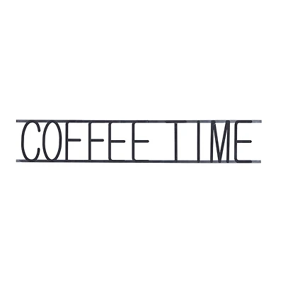 46" Black Coffee Time Iron Wall Sign