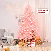 Costway 7.5ft. Unlit Pink Full Fir Artificial Christmas Tree