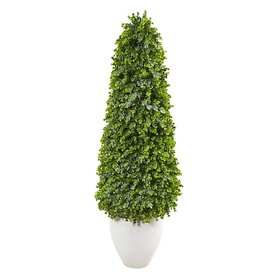 4.5ft. Eucalyptus Topiary Tree in White Planter