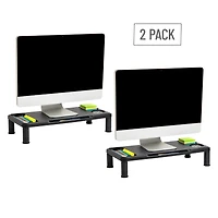 Mind Reader Monitor Stand, Laptop Riser, Desktop Organizer, Office, Plastic, Set of 2, Black
