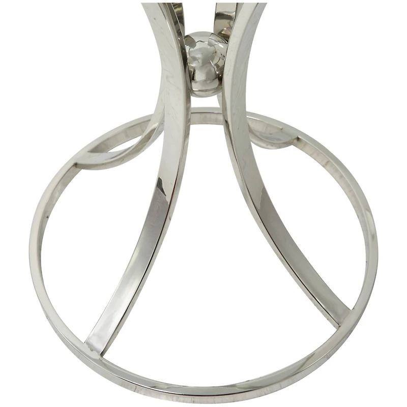 Silver Stainless Steel Contemporary Accent Table, 18" x 18" x 25"