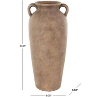 20" Copper Ceramic Antique Style Textured Vase with Handles