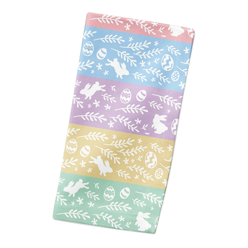 Botanical Bunny Stripes 10" x 10" Cotton Twill Napkin