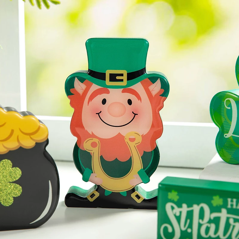 Glitzhome® St. Patrick's Shamrock, Pot of Gold & Leprechaun Table Décor Set