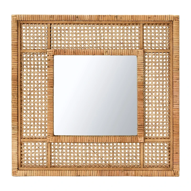 Hello Honey® Natural Square Rattan Framed Wall Mirror