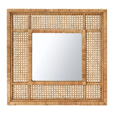 Hello Honey® Natural Square Rattan Framed Wall Mirror