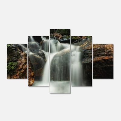 Designart - Slow Motion Waterfall on Rocks