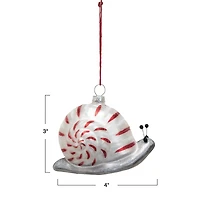Hello Honey® 4" Red, White & Silver Snail Hand-Painted Glass Ornament