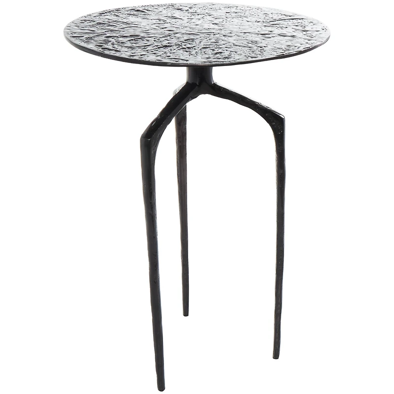 22" Gray Aluminum Geometric Textured Accent Table