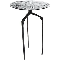 22" Gray Aluminum Geometric Textured Accent Table