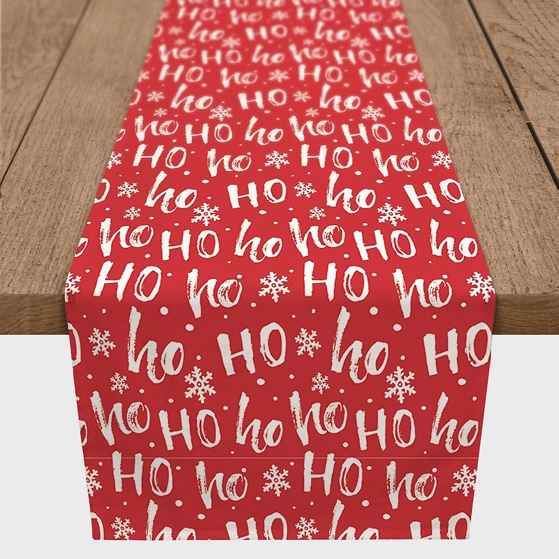 90'' Ho Ho Ho Pattern Cotton Twill Runner