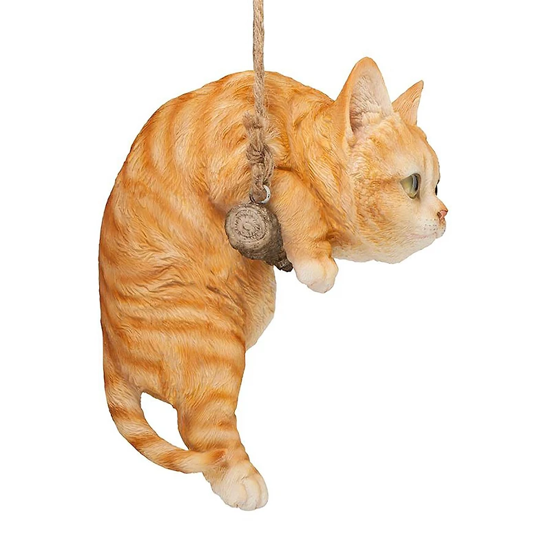 Design Toscano 8" Tabby Kitty on a Perch Hanging Cat Sculpture