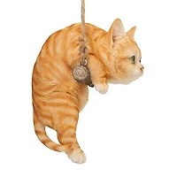 Design Toscano 8" Tabby Kitty on a Perch Hanging Cat Sculpture