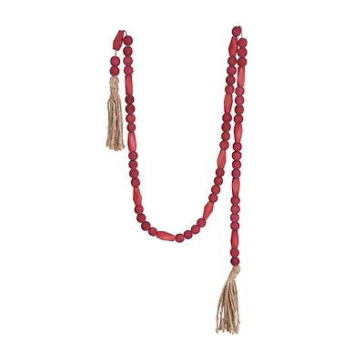 Hello Honey® 6ft. Burgundy Paulownia Wood Beads & Jute Tassels Garland