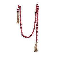 Hello Honey® 6ft. Burgundy Paulownia Wood Beads & Jute Tassels Garland