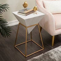 Gold Metal Modern Accent Table, 24" x 20" x 17"