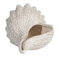 Hello Honey® 10.25" White Reactive Glaze Conch Shell Stoneware Tabletop Décor
