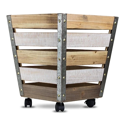 17" Wood & Metal Storage Crate with Wheels