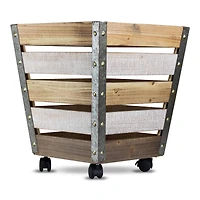 17" Wood & Metal Storage Crate with Wheels