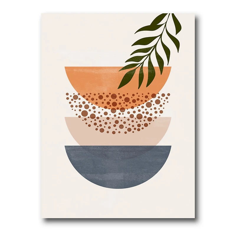 Designart - Abstract Geometrical Sun and Moon With Leaf III