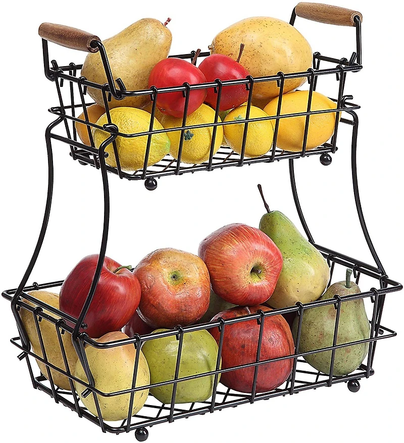 NEX™ 13" Black 2-Tier Countertop Fruit & Vegetable Storage Basket