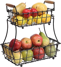 NEX™ 13" Black 2-Tier Countertop Fruit & Vegetable Storage Basket