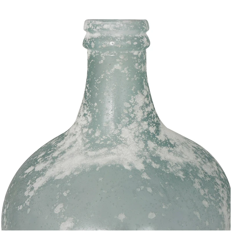 17" Frosted Spanish Bottle Recycled Glass Vase
