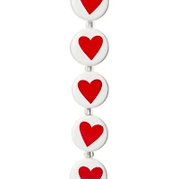 12 Pack: Red & White Ceramic Heart Beads, 16mm by Bead Landing™