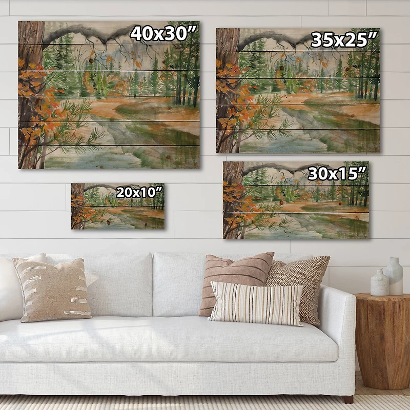 Designart - River With Trees In Autumn Forest