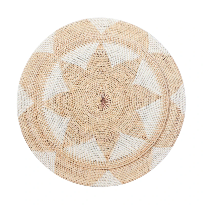 Light Brown Palm Wood Traditional Abstract Wall Decor Set