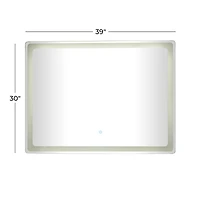 Clear Glass Modern LED Mirror, 39" x 1" x 30"