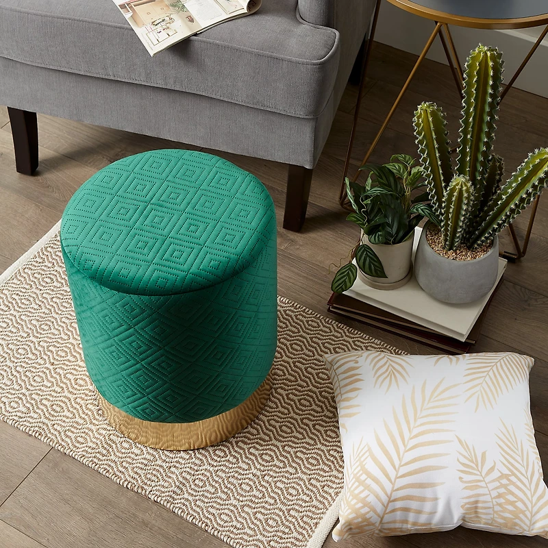 16.5" Green Velvet Stool