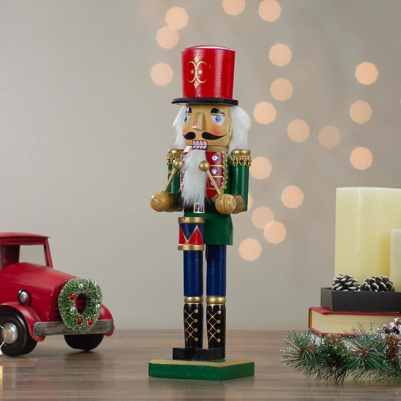 14" Wooden Christmas Nutcracker Drummer