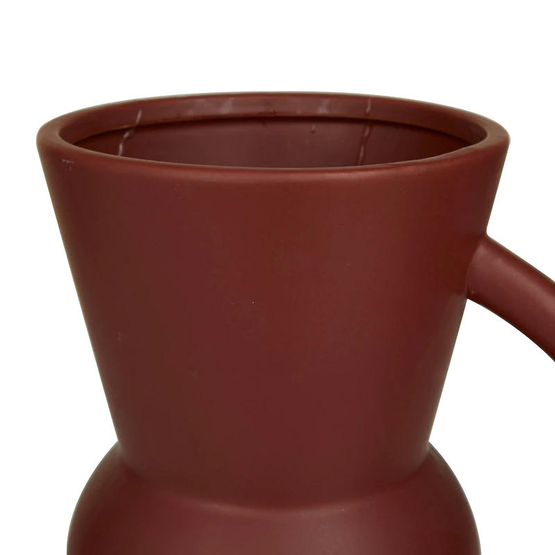 The Novogratz Set of 2" Maroon Stoneware Contemporary Vase 12" x 7" x 5"