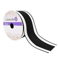 2.5" x 25ft. Taffeta Wired Black Center Stripe Ribbon by Celebrate It™