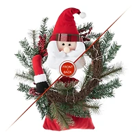 Glitzhome® 24" Santa Flocked Pine Needle & Berry Wreath