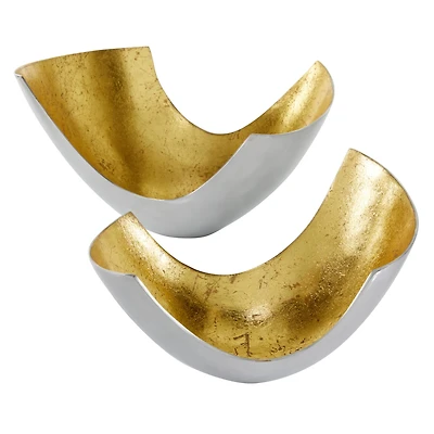 Gold Aluminum Contemporary Decorative Bowls, 2ct.