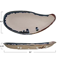 Hello Honey® 21" Cream Stoneware Shell Plate with Reactive Glaze