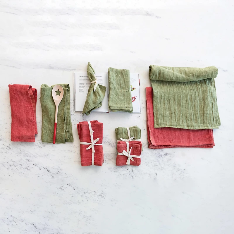 Hello Honey® 108" Green Stonewashed Linen Table Runner