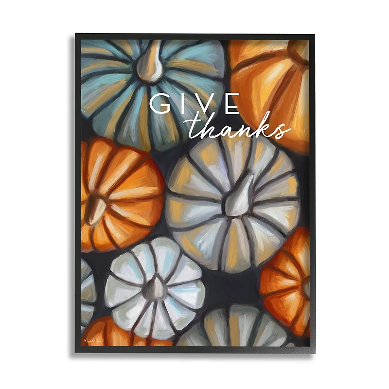 Stupell Industries Give Thanks Autumn Phrase Framed Giclee Art